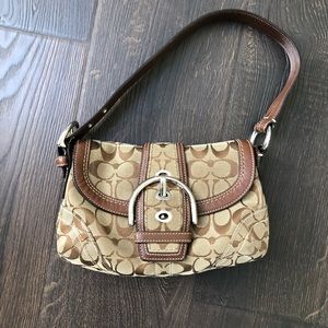 Coach Shoulder Bag, Classic Canvas, Brown, Small